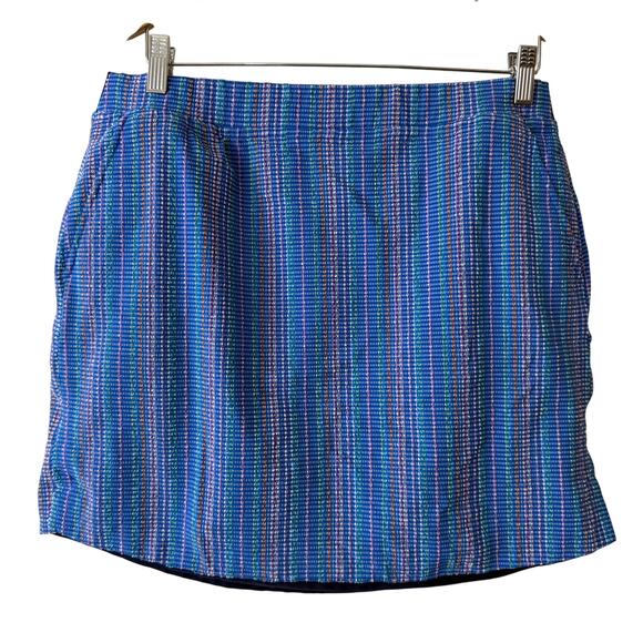 POLO GOLF Ralph Lauren Blue Crinkle-Texture Lined Skort Skirt w/ Pockets - Large - Picture 1 of 8